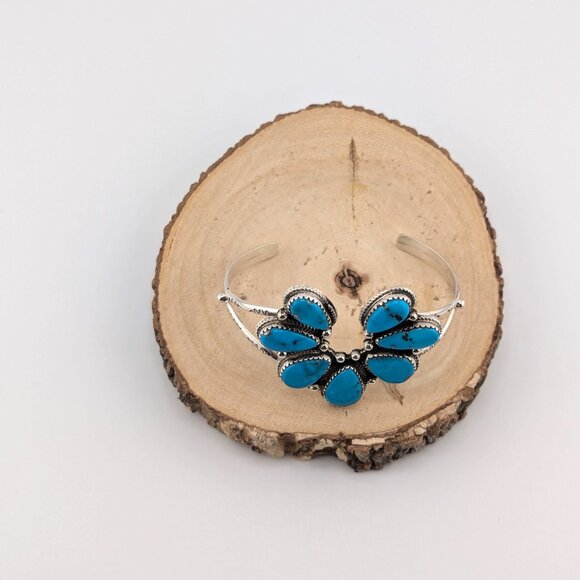 Navajo Naja Turquoise w/ Pyrites Bracelet Sterling‎ Silver Size 6.25in*** - Picture 9 of 10